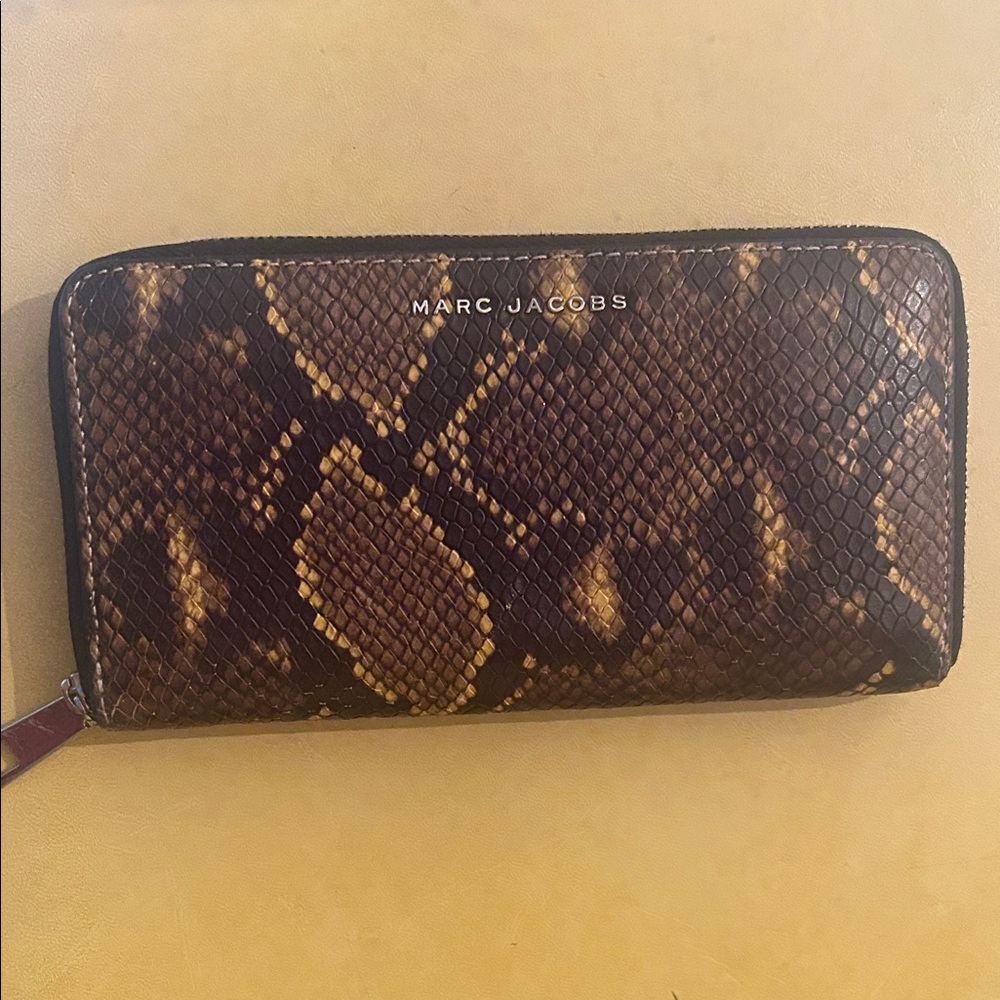 Marc Jacobs Tan and Brown Snake Print Wallet